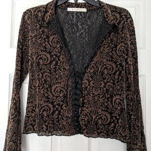 Sheer burnout blouse with lace up tie